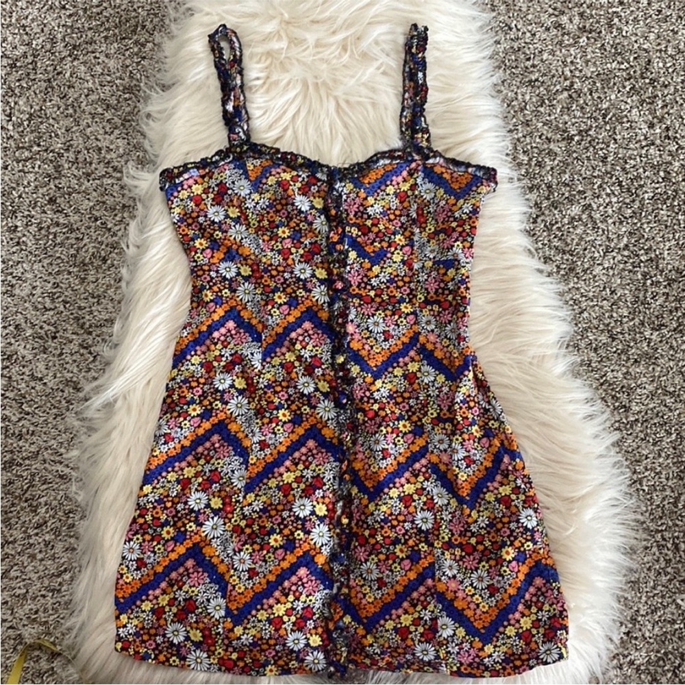Forever 21 Flower Power Mini Dress with Ruffle Detail